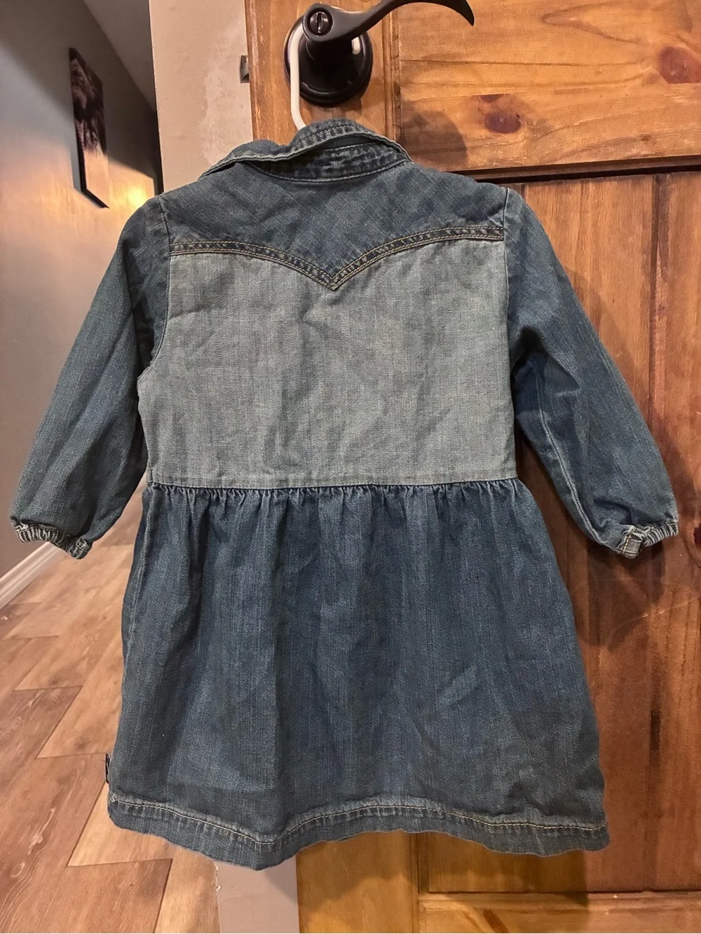 Wrangler Girls' Two-Tone Blue Denim Dress 2T